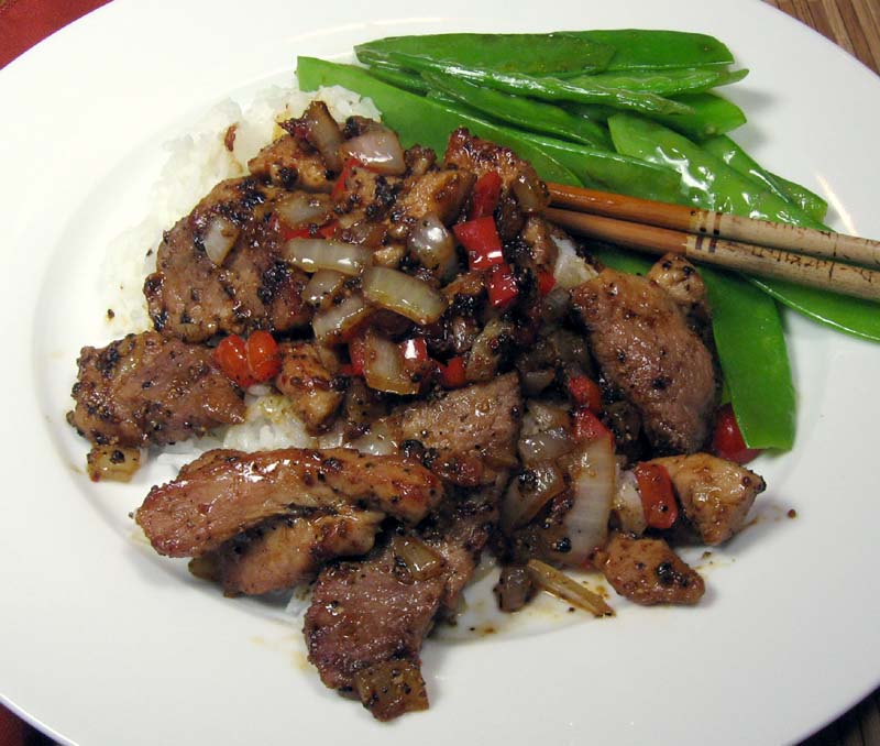 Thai Style Pork In Black Pepper [Moo Pat Prik Thai Dam]
