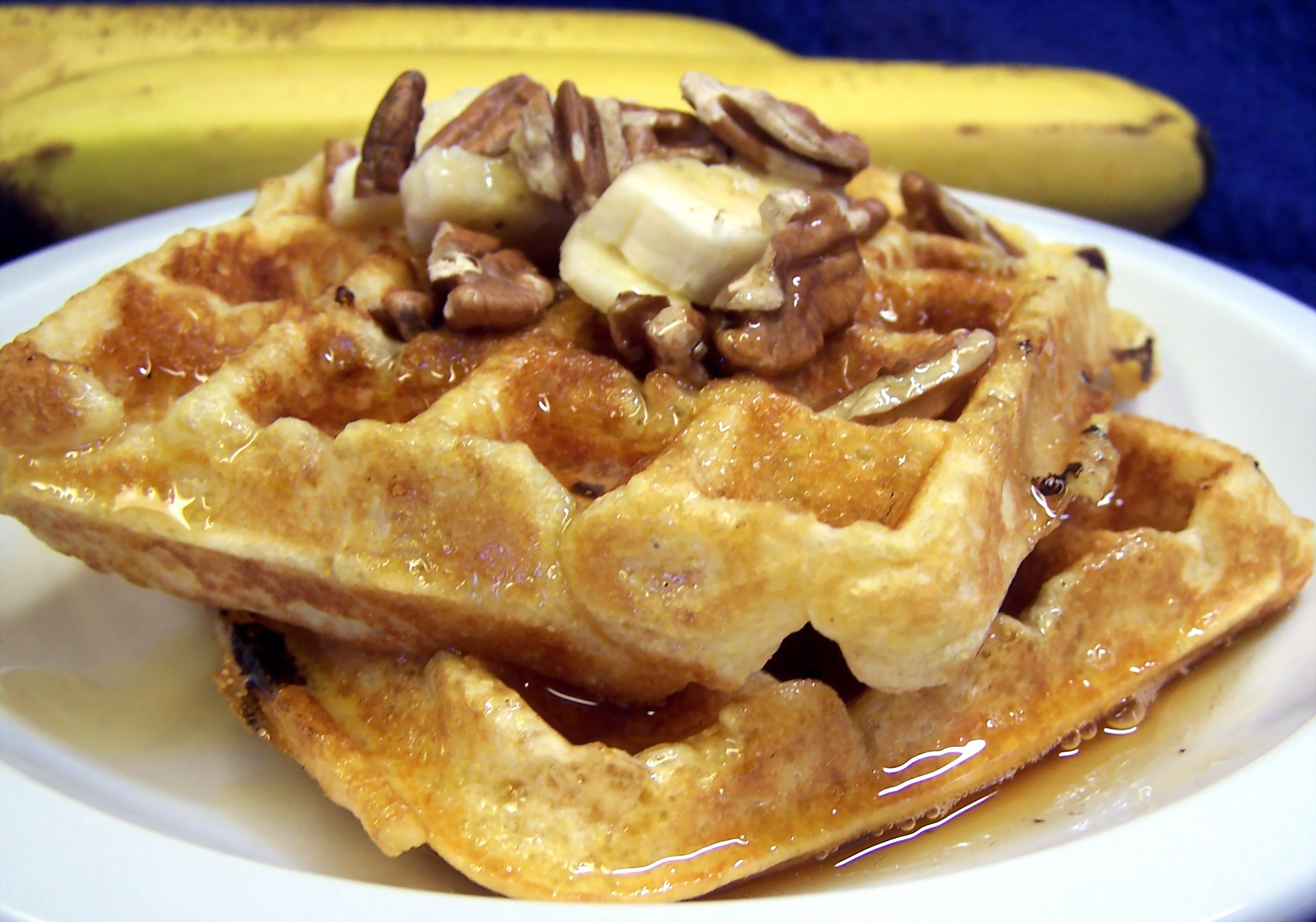 Banana Waffles With Toasted Pecans