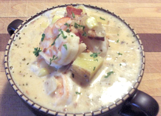 Bacon, Shrimp, And Corn Chowder