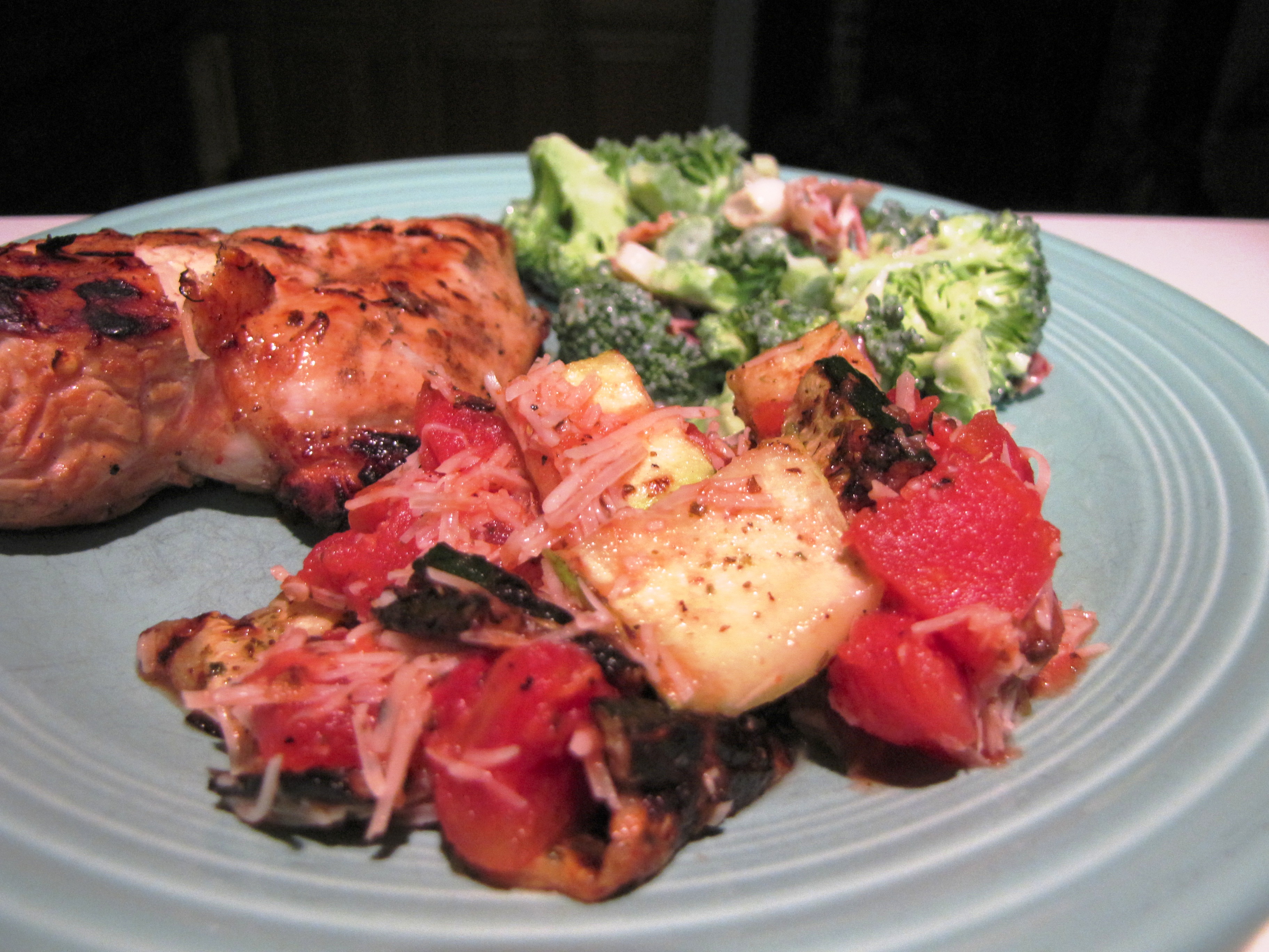 Grilled Zucchini With Italian Tomatoes And Parmesan