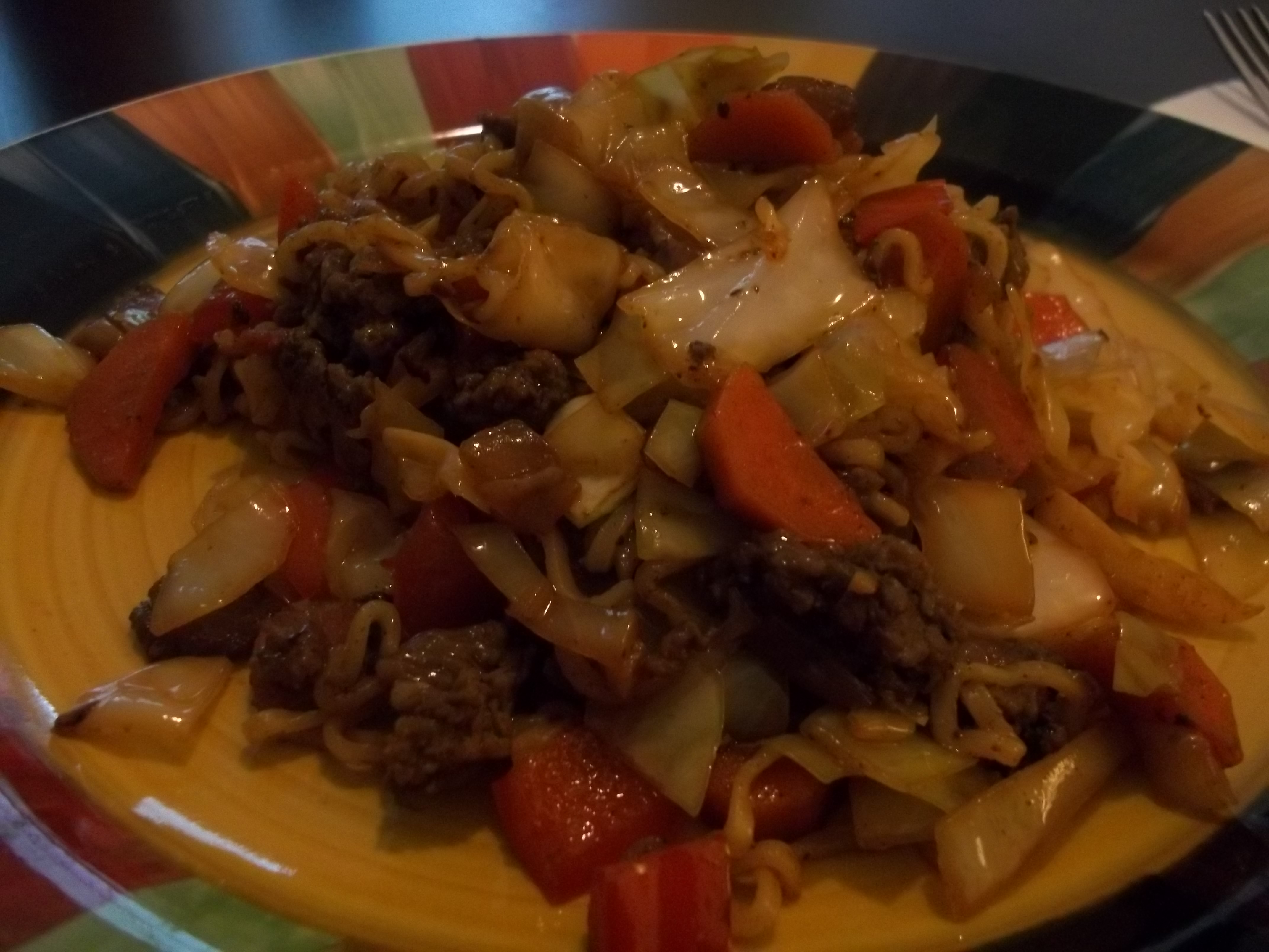 Yatsobi (Beef, Cabbage And Ramen Noodle Stir-Fry)