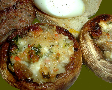 Mushrooms Stuffed With Feta Cheese And Garlic