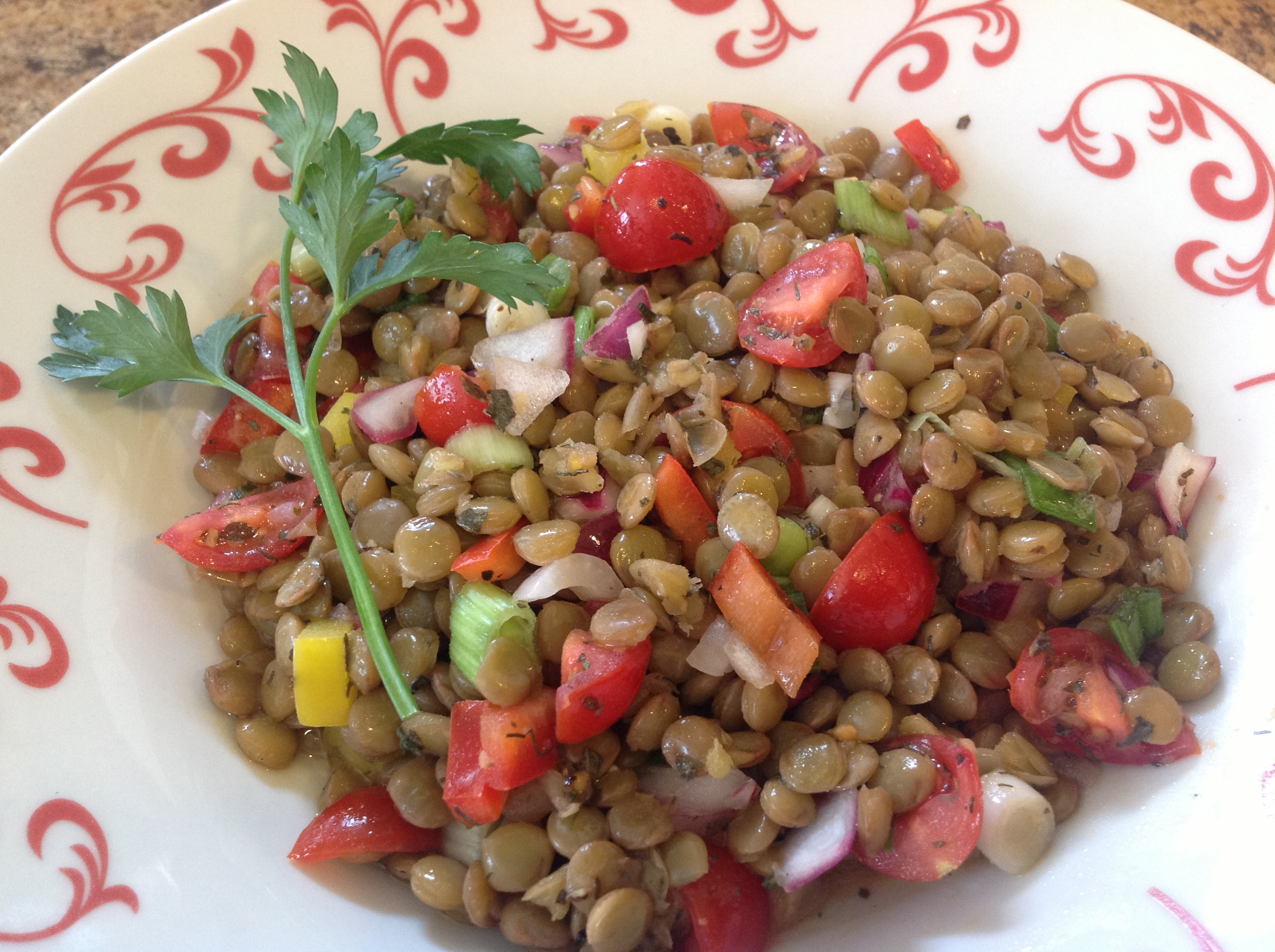 Lentil Salad With Tomatoes, Dill And Basil