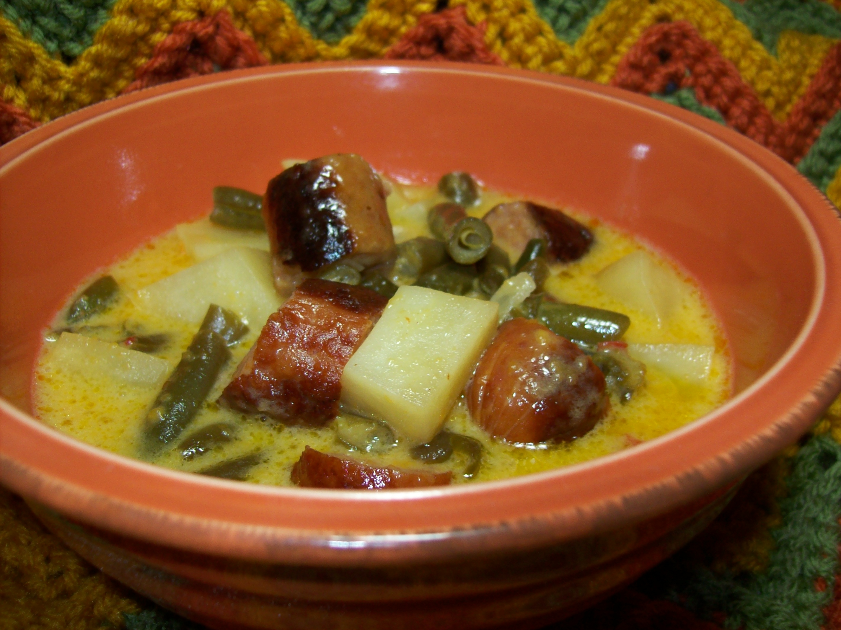 Cheesy Brat Stew For The Slow Cooker