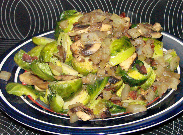 Bacon-Mushroom Brussels Sprouts