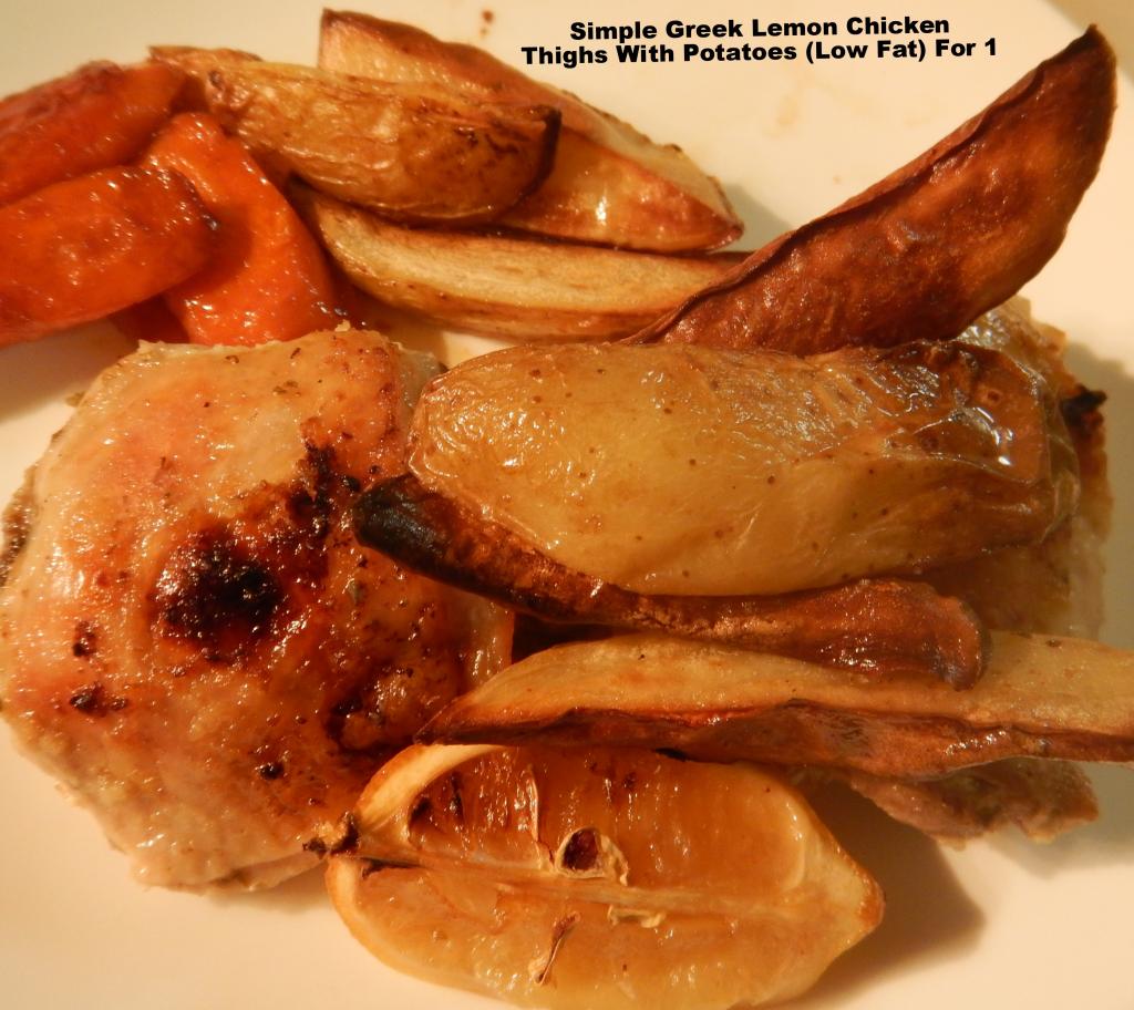 Simple Greek Lemon Chicken Thighs With Potatoes (Low Fat) For 1