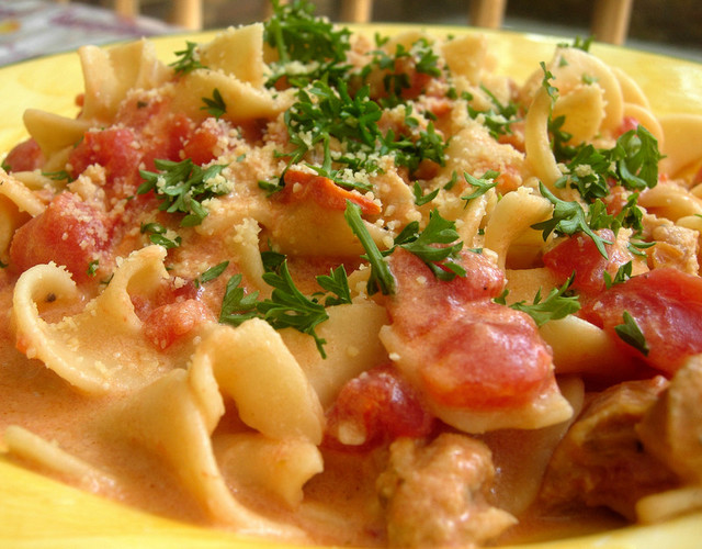 Pasta With Sausage, Tomatoes, And Cream Pasta With Sausage, Tomatoes, And Cream
