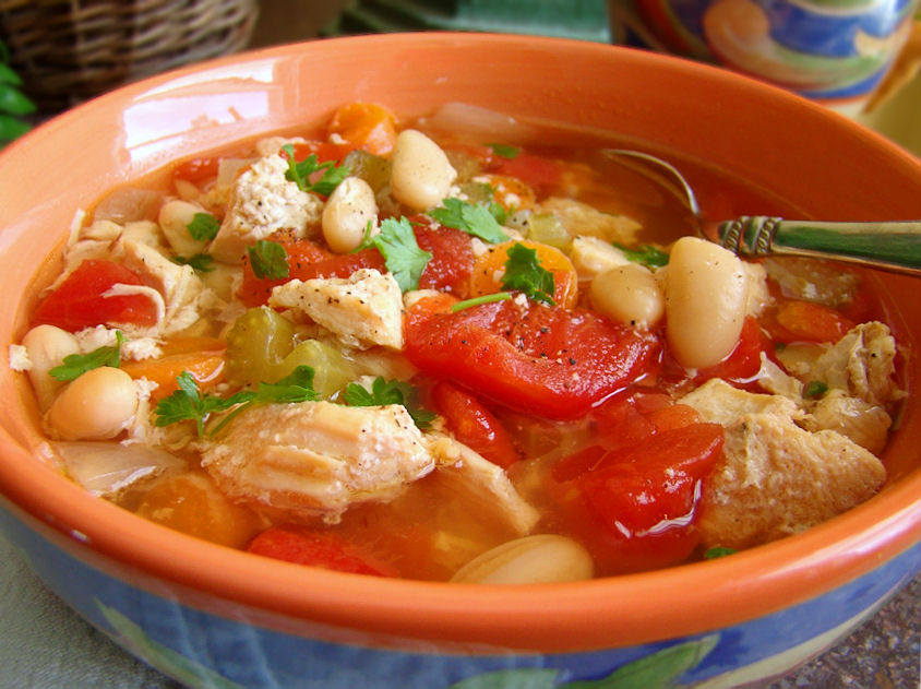 Slow Cooker Chicken, Tomato And White Bean Soup