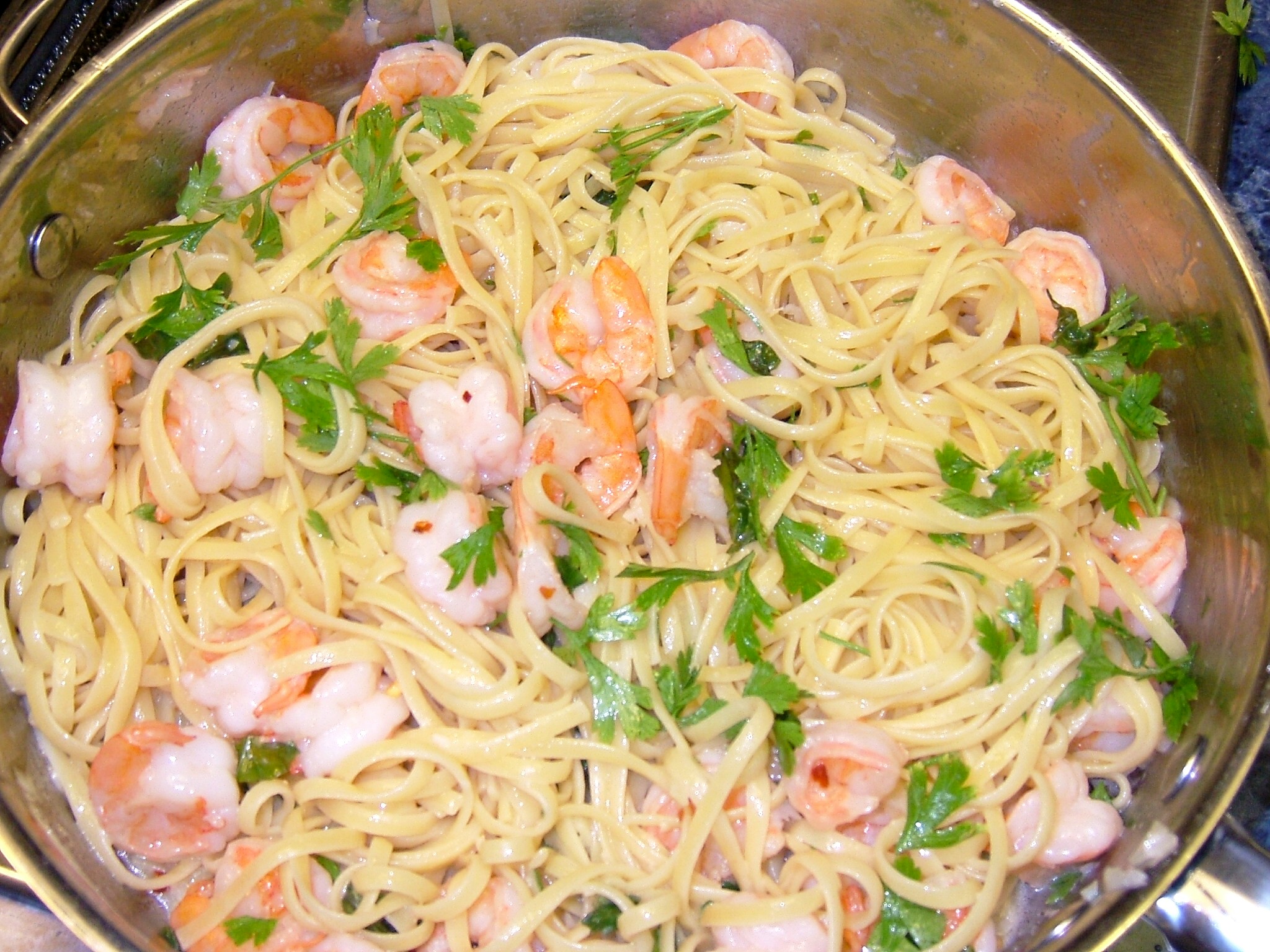 Shrimp Linguine With Basil-Garlic Butter