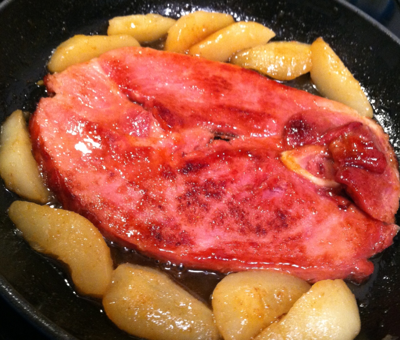 Ham Steak With Pear Topping