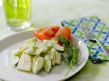 Kohlrabi and Cucumber Salad With Cashew Wasabi Dressing