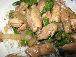 Spicy Stir-Fried Pork, Asparagus, and Onions With Lemon Grass. Photo by Papa D 1946-2012 Spicy Stir-Fried Pork, Asparagus, and Onions With Lemon Grass. Photo by Papa D 1946-2012