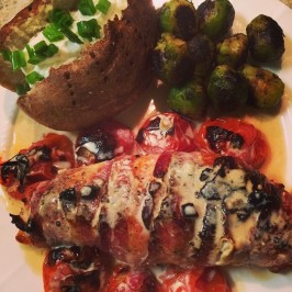 Bacon Wrapped Boursin Stuffed Chicken Breasts