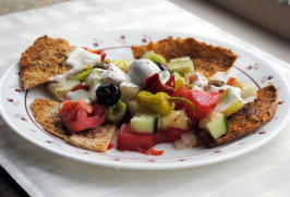 Greek Fit-For-The-Gods Salad With Spicy Cucumber Dressing. Photo by Andi of Longmeadow Farm Greek Fit-For-The-Gods Salad With Spicy Cucumber Dressing. Photo by Andi of Longmeadow Farm