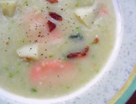 Turkey and Potato Soup With Canadian Bacon (Cooking Light). Photo by Andi of Longmeadow Farm Turkey and Potato Soup With Canadian Bacon (Cooking Light). Photo by Andi of Longmeadow Farm