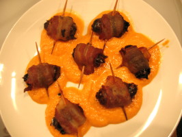 Tapas: Bacon Wrapped Dates and Sweet Red Bell Pepper Sauce. Photo by Chicagoland Chef du Jour Tapas: Bacon Wrapped Dates and Sweet Red Bell Pepper Sauce. Photo by Chicagoland Chef du Jour