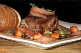 Pear and Red Wine Glazed Kangaroo Fillet (Or Beef) With Macadami. Photo by The Flying Chef Pear and Red Wine Glazed Kangaroo Fillet (Or Beef) With Macadami. Photo by The Flying Chef