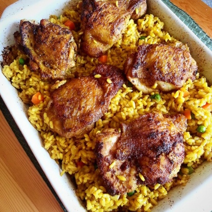 chicken thighs and rice bake