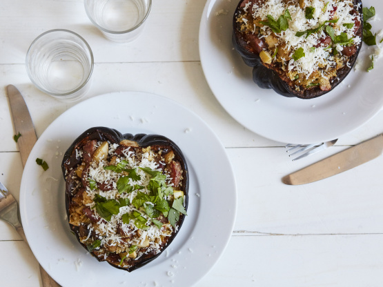 sausage apple stuffed acorn squash