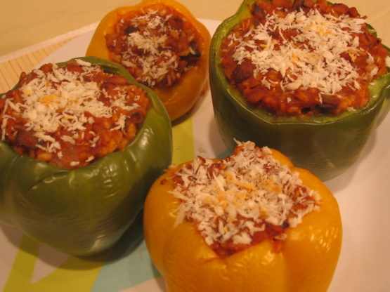 Ground Beef Stuffed Green Bell Peppers II - Oven Or Crock Pot Recipe