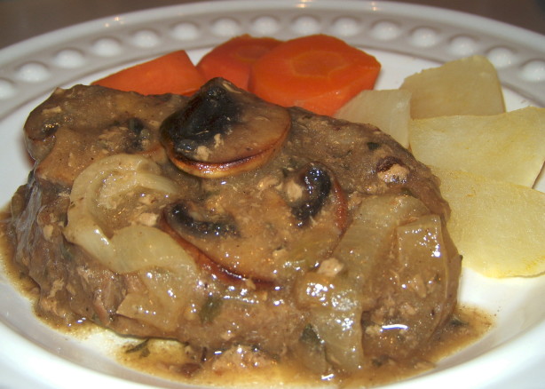 flat iron steak with mushrooms and onions