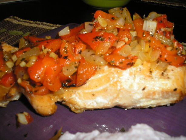 Salmon With Red-Pepper Saute Recipe - Food.com