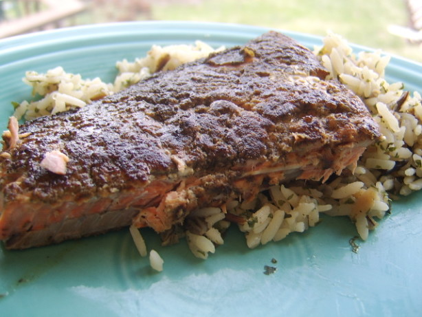 Marinated Salmon Seared in a Pepper Crust