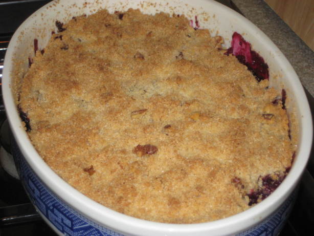 Blueberry Rhubarb Crisp with Pistachio Crust