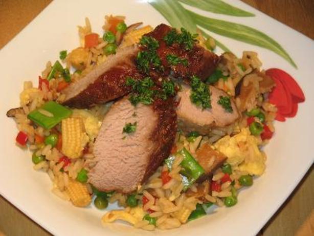 Marinated Oriental Pork Tenderloin With Fried Rice Recipe - Food.com