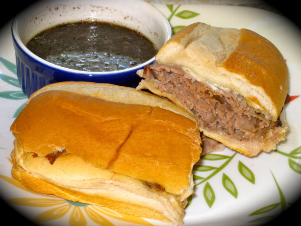 Roast Beef Dip Sandwich With Herbed Garlic Au Jus Recipe