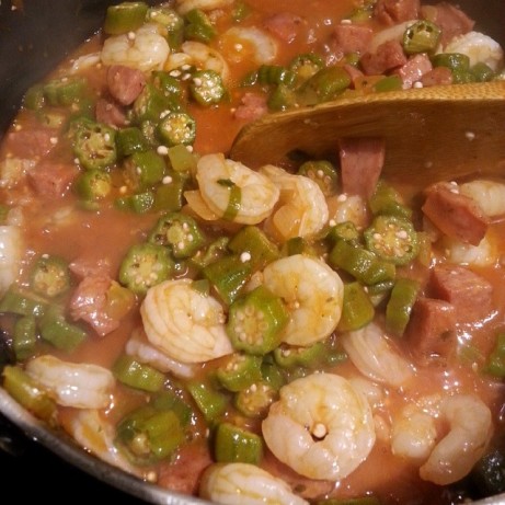 do you add okra to shrimp stew