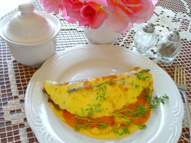 Asparagus, Mushroom, and Cheese Omelet With Herbs
