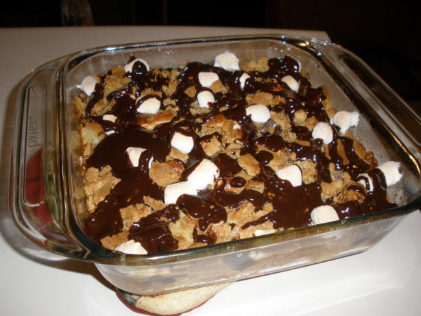 S Mores Bread Pudding With Hot Dog Buns S Mores Bread Pudding With Hot Dog Buns