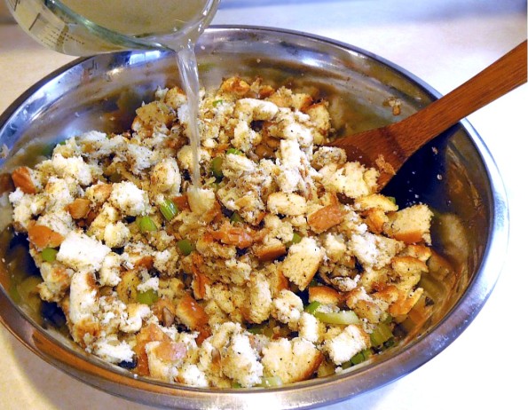 How to Make Stuffing - Add Chicken Broth