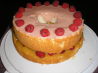 Lemon Angel Food Cake Filled With Lemon Curd and Fresh Raspberry