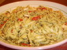 Fresh Fettuccine With Pulled Rotisserie Chicken, Pesto, and Roas