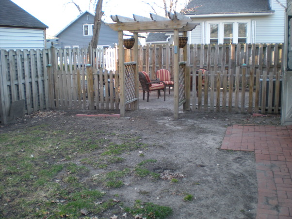  backyard. needed entertaining space., before makeover. I built garden