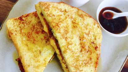 Grilled Cheese French Toast With Bacon Recipe Food Com Ham and cheese french toast. grilled cheese french toast with bacon