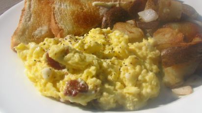 Creamy Scrambled Eggs With Diced Bacon Recipe Food Com