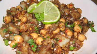 Aloo Channa Chaat Tangy Potato Chickpea Snack Recipe Food Com