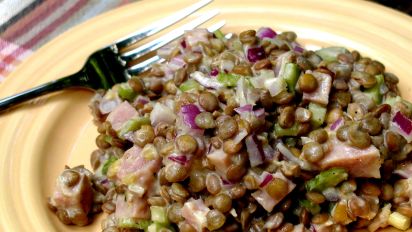 Warm Lentil Ham Salad With Dijon Cream Recipe Food Com