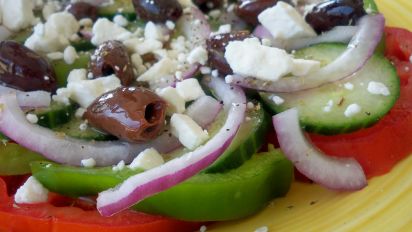 Horiatiki Greek Villagers Salad Recipe Greek Food Com