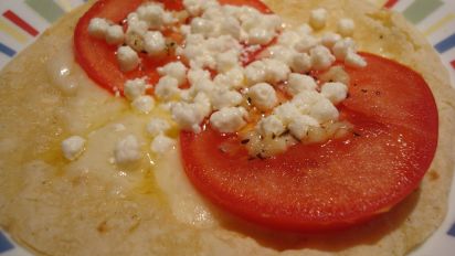 Thin Crisp Tortilla Pizzas With Tomatoes Goat Cheese Recipe