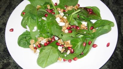 Wild Green Salad With Pomegranate Vinaigrette Recipe Food Com