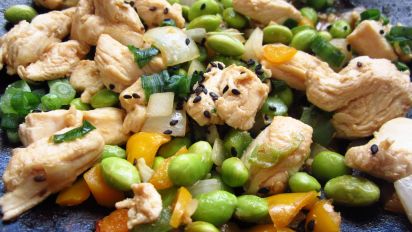 Sesame Chicken Edamame Bowl Recipe Food Com