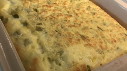 Egg Green Chili Pepper Souffle Or Crustless Quiche Tart Recipe