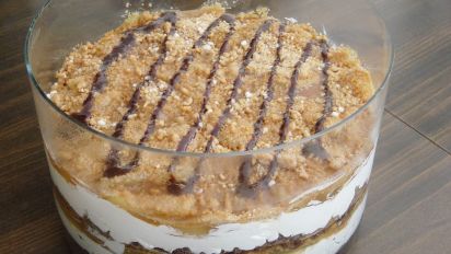 Peanutty Apple Trifle Dessert Recipe Thanksgiving Food Com An apple trifle is a cold dessert typically made in a transparent glass bowl or as single servings in small glasses. peanutty apple trifle dessert