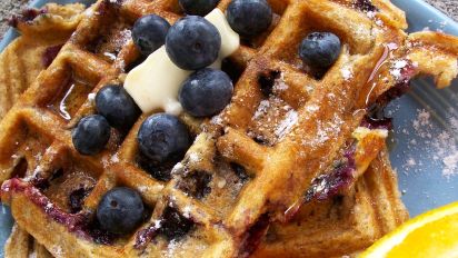 Blueberry Buttermilk Waffles Recipe Breakfast Food Com