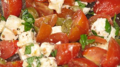 Feta Tomato Basil And Olive Salad Recipe Food Com