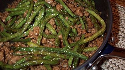 Chinese Ground Pork And Green Beans Recipe Food Com Heat a large heavy skillet over medium heat. chinese ground pork and green beans